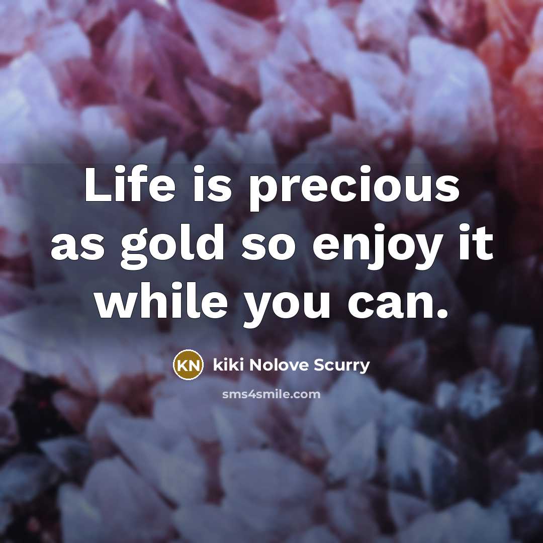 “Life is precious as gold so enjoy it while you can.” quote by kiki Nolove Scurry