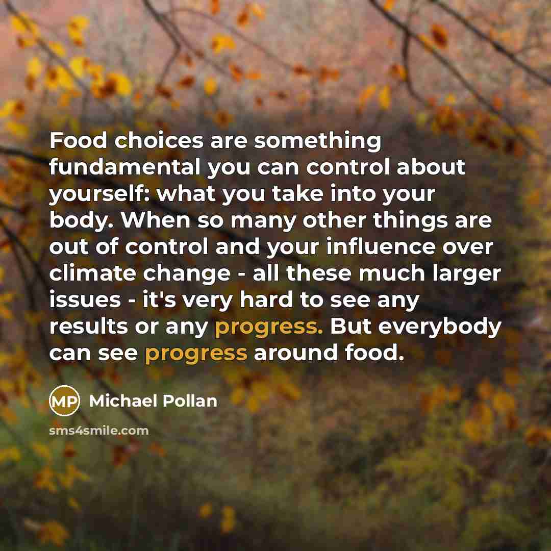 “Food choices are something fundamental you can control about yourself:…” quote by Michael Pollan