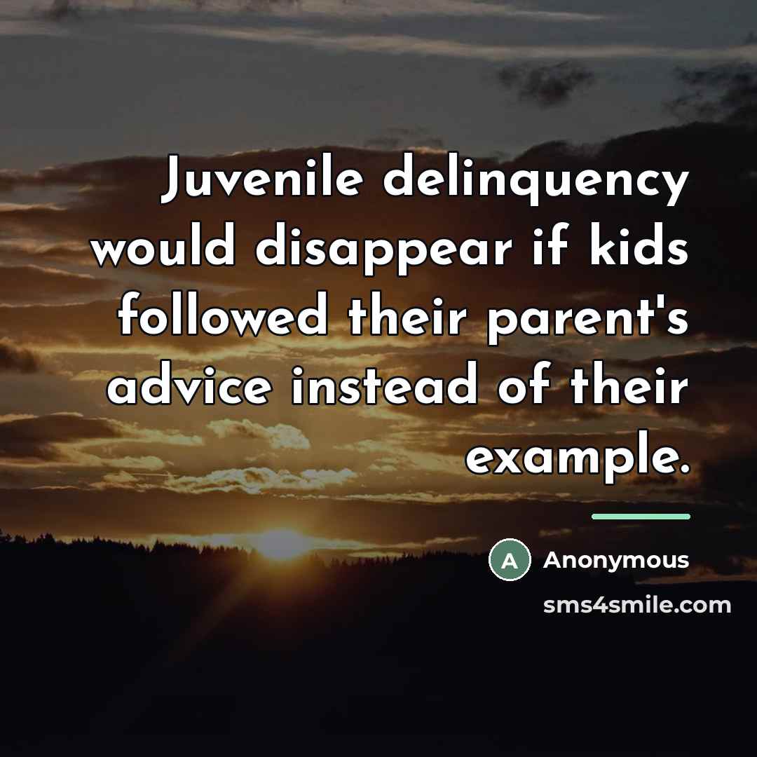 “Juvenile delinquency would disappear if kids followed their parent's advice…” quote by Anonymous