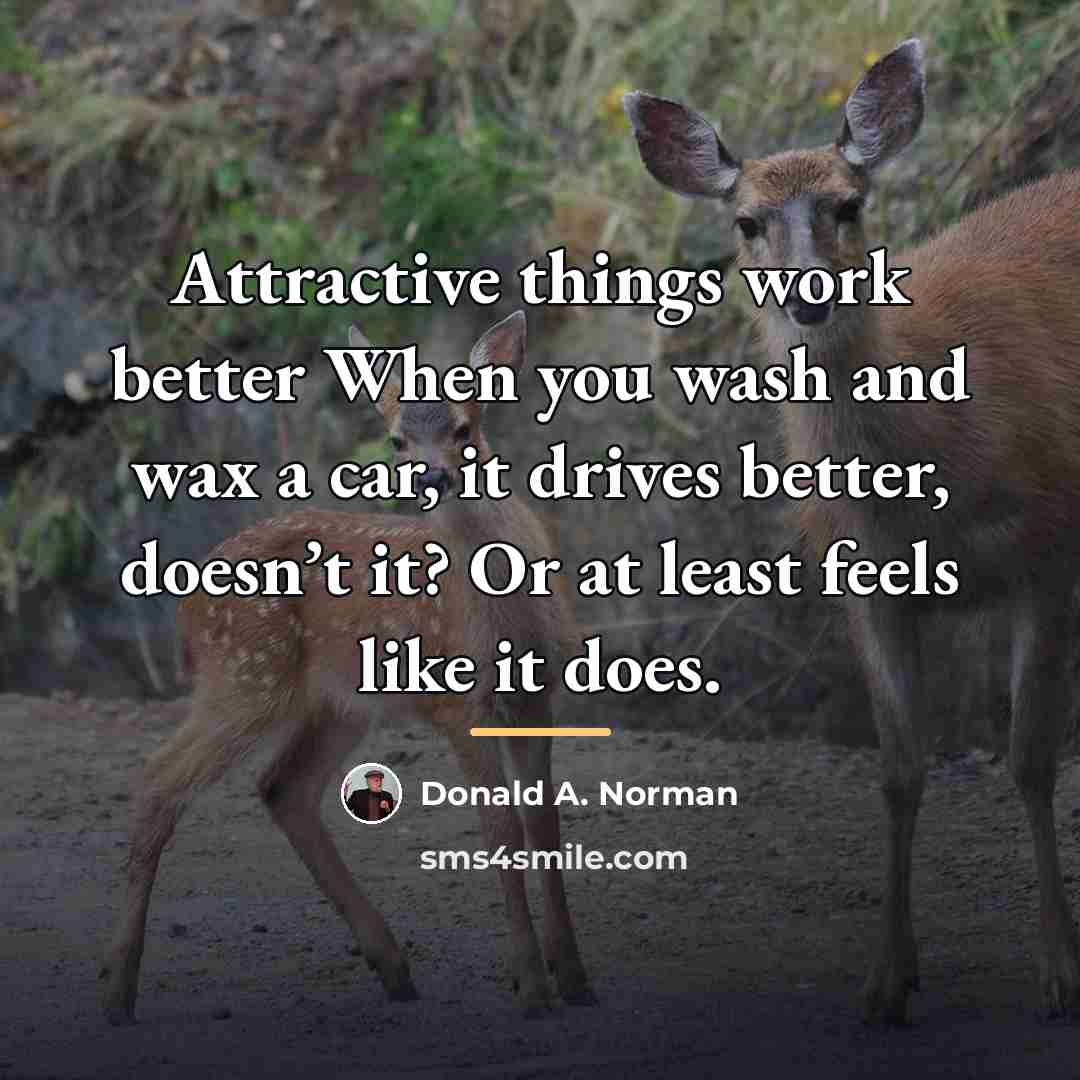 “Attractive things work better When you wash and wax a…” quote by Donald A. Norman