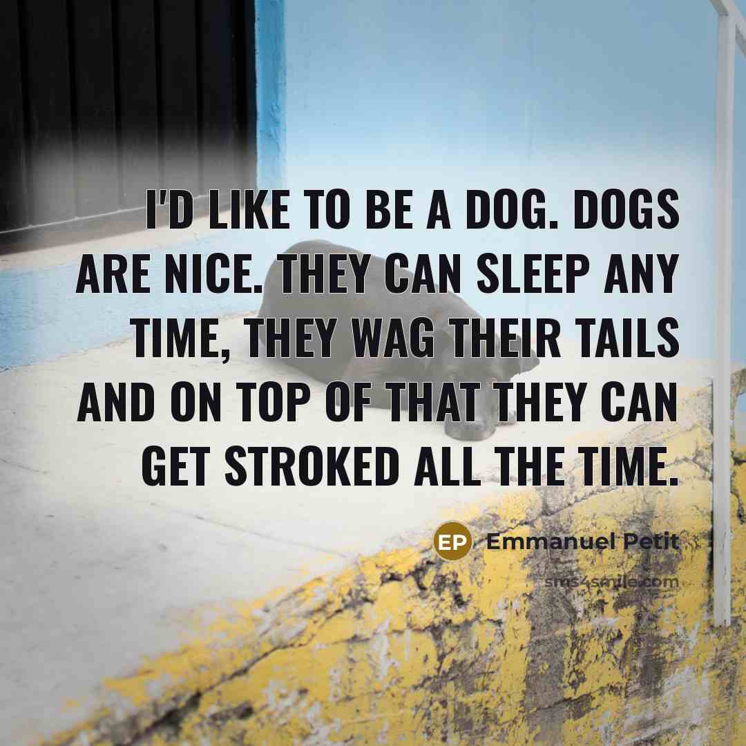 “I'd like to be a dog. Dogs are nice. They…” quote by Emmanuel Petit