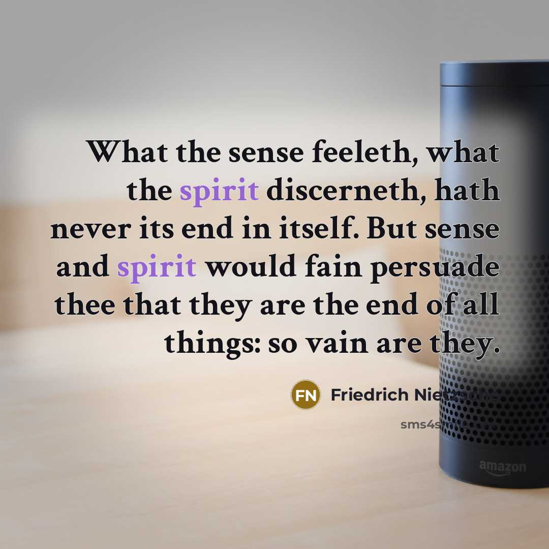“What the sense feeleth, what the spirit discerneth, hath never…” quote by Friedrich Nietzsche