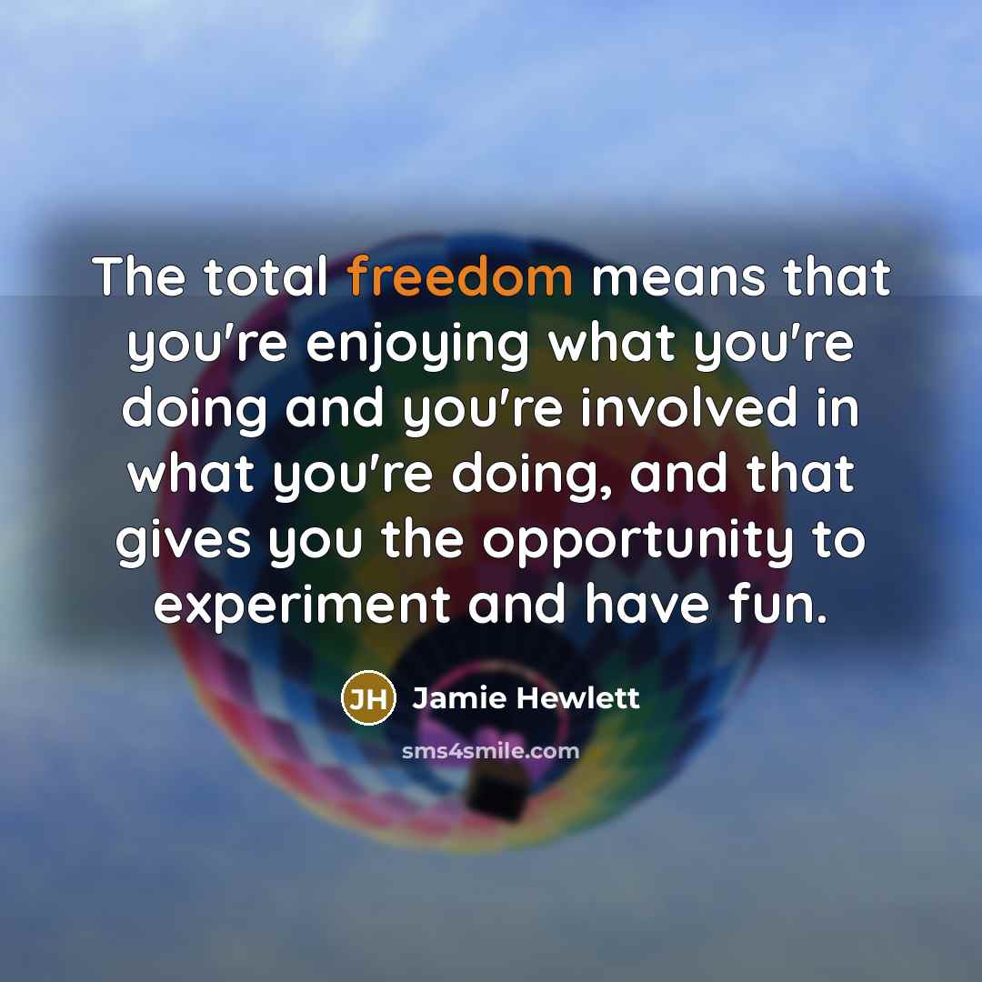 “The total freedom means that you're enjoying what you're doing…” quote by Jamie Hewlett