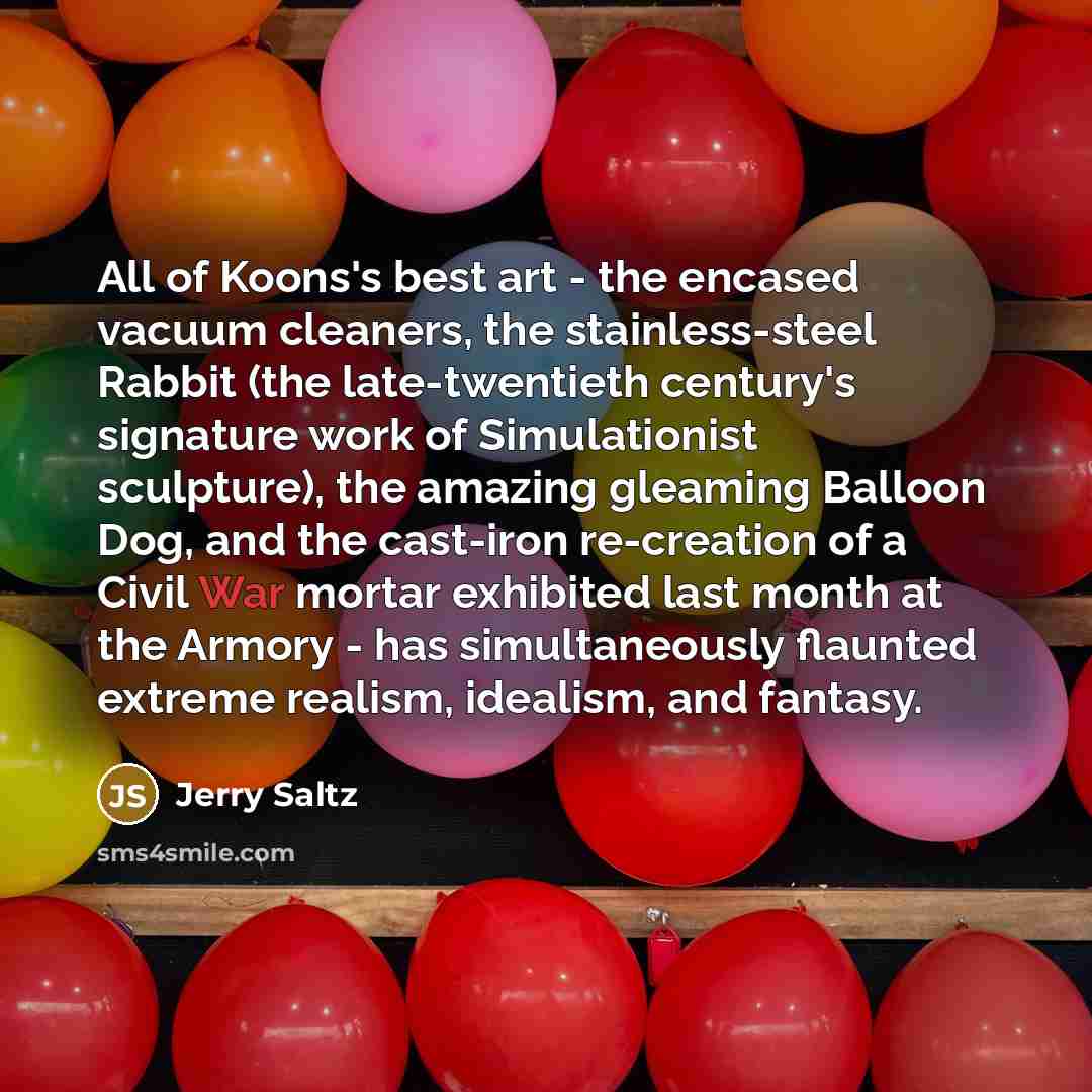 “All of Koons's best art - the encased vacuum cleaners,…” quote by Jerry Saltz