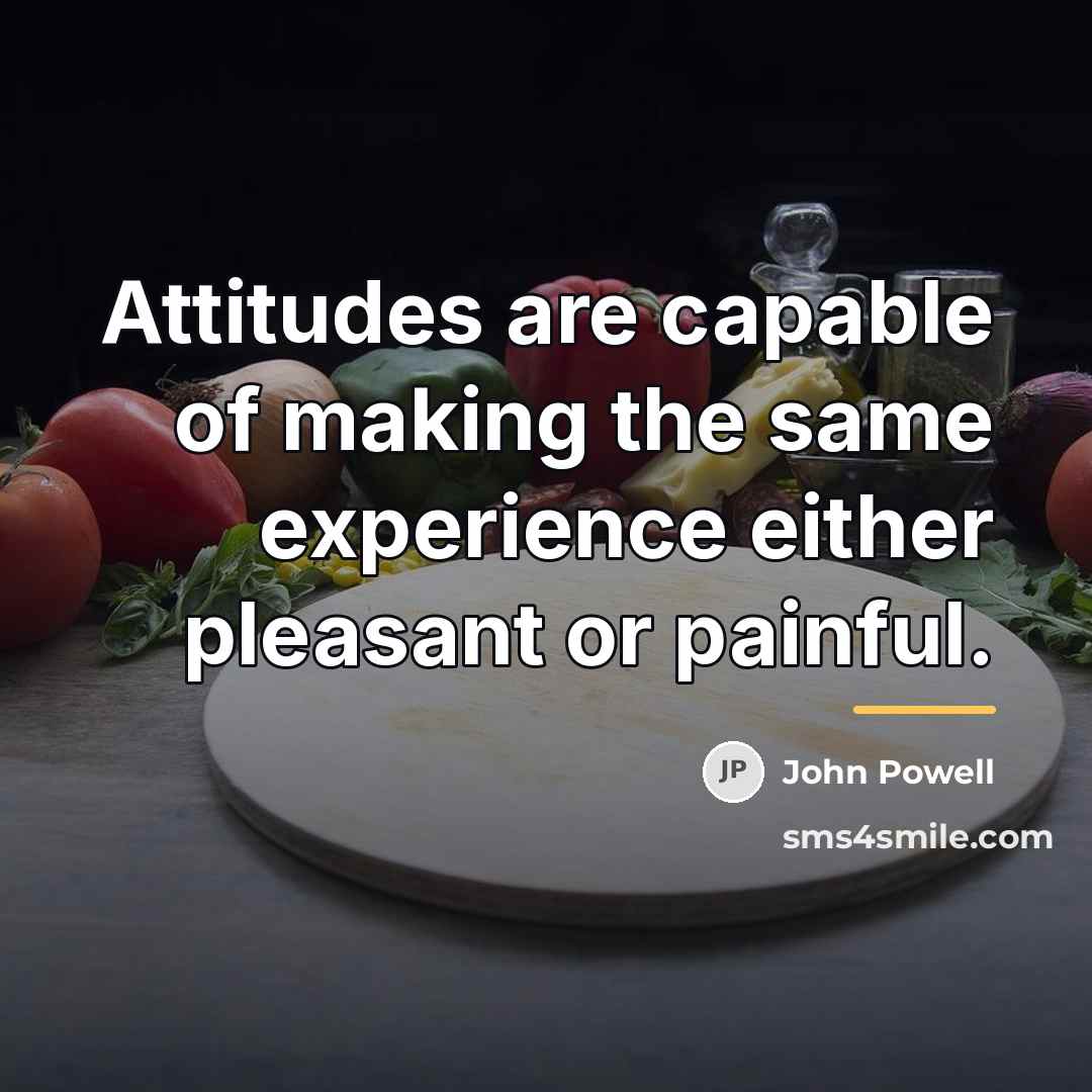 “Attitudes are capable of making the same experience either pleasant…” quote by John Powell