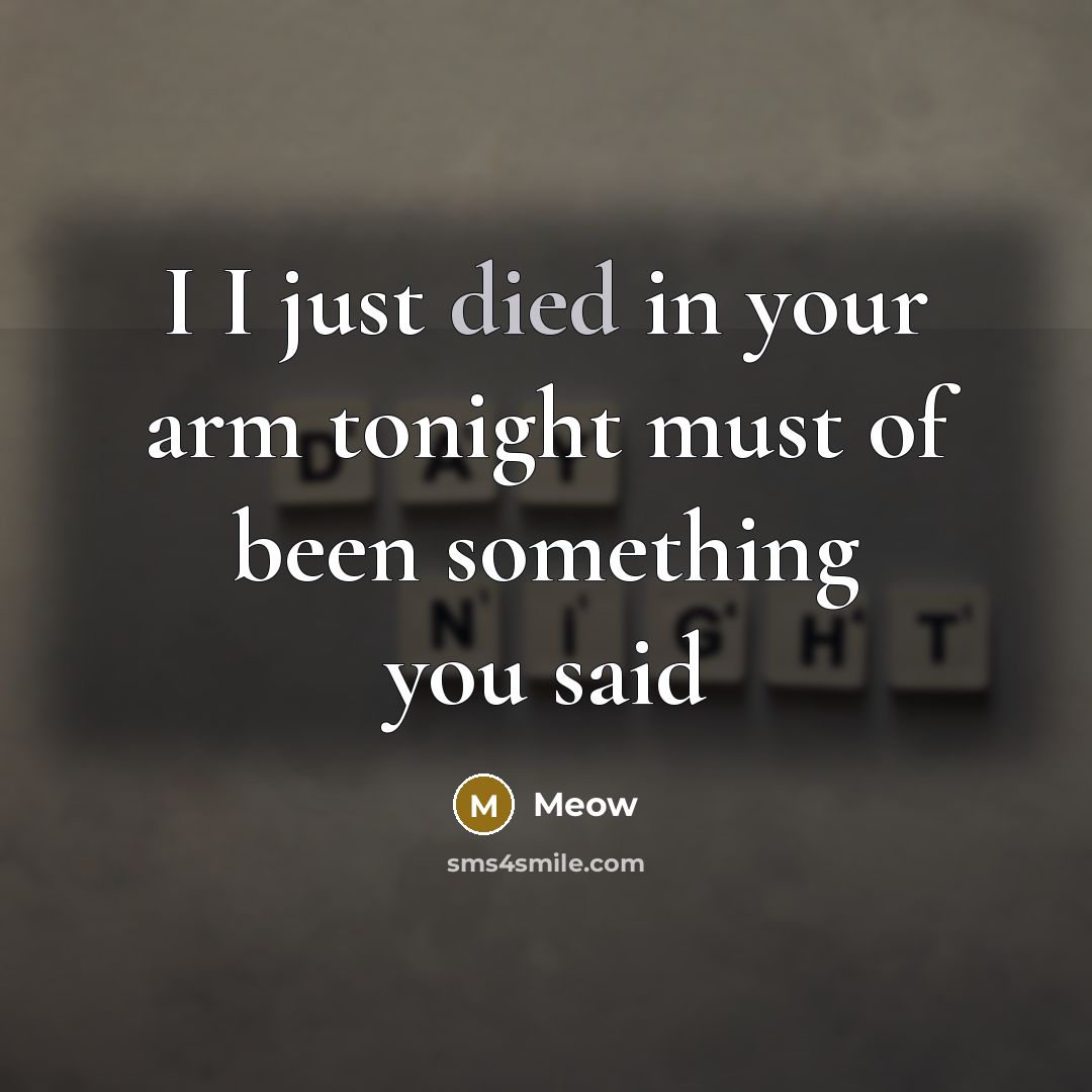 “I I just died in your arm tonight must of been something you said” quote by Meow