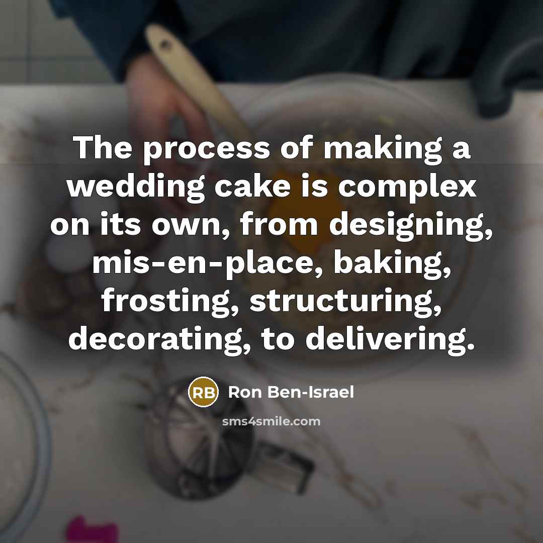 “The process of making a wedding cake is complex on…” quote by Ron Ben-Israel