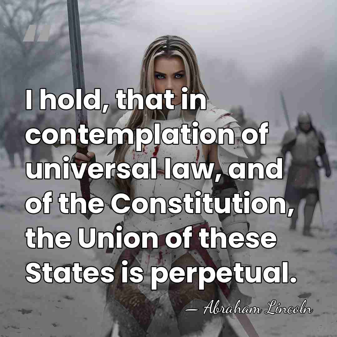 I hold, that in contemplation of universal law, and of the Constitution,&hellip; - Abraham Lincoln