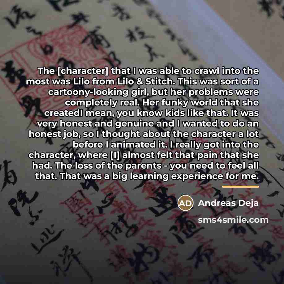 “The [character] that I was able to crawl into the…” quote by Andreas Deja
