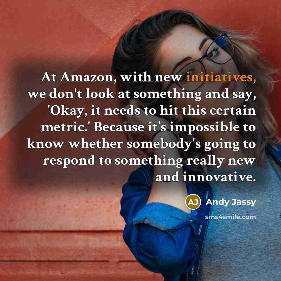 “At Amazon, with new initiatives, we don't look at something and say, 'Okay, it needs to hit this certain metric.' Because it's impossible to know whether somebody's going to respond to something really new and innovative.” quote by Andy Jassy
