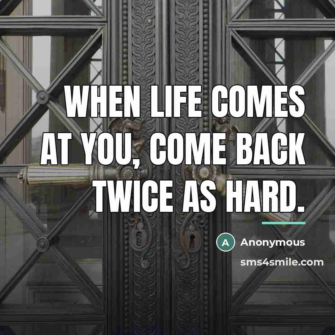 “When life comes at you, come back twice as hard.…” quote by Anonymous