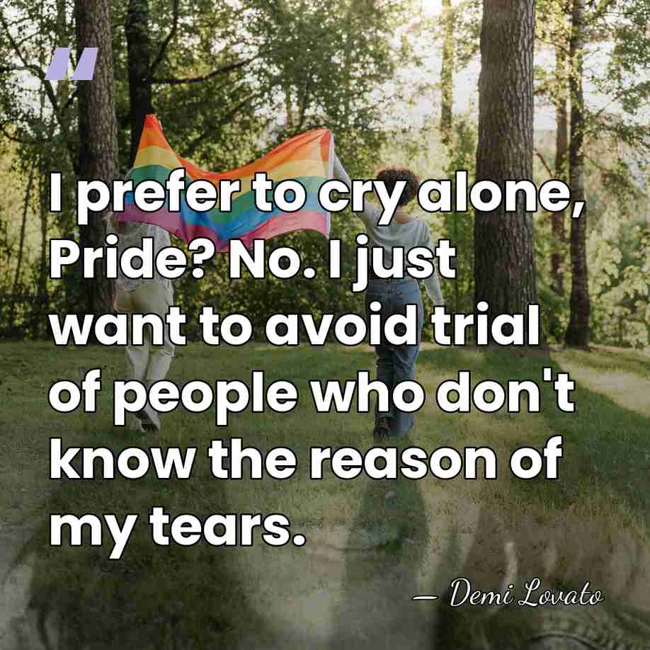 I prefer to cry alone, Pride? No. I just want to avoid&hellip; - Demi Lovato
