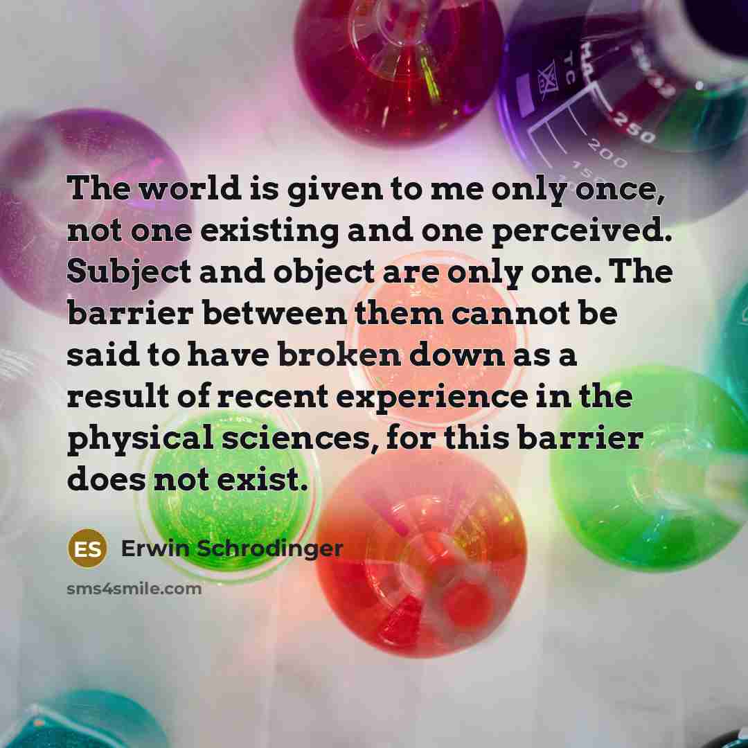 “The world is given to me only once, not one…” quote by Erwin Schrodinger