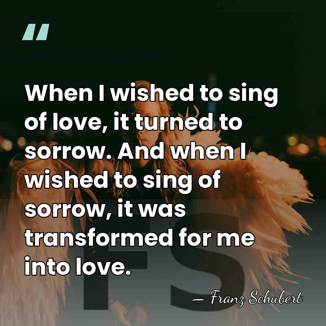 When I wished to sing of love, it turned to sorrow. And&hellip; - Franz Schubert
