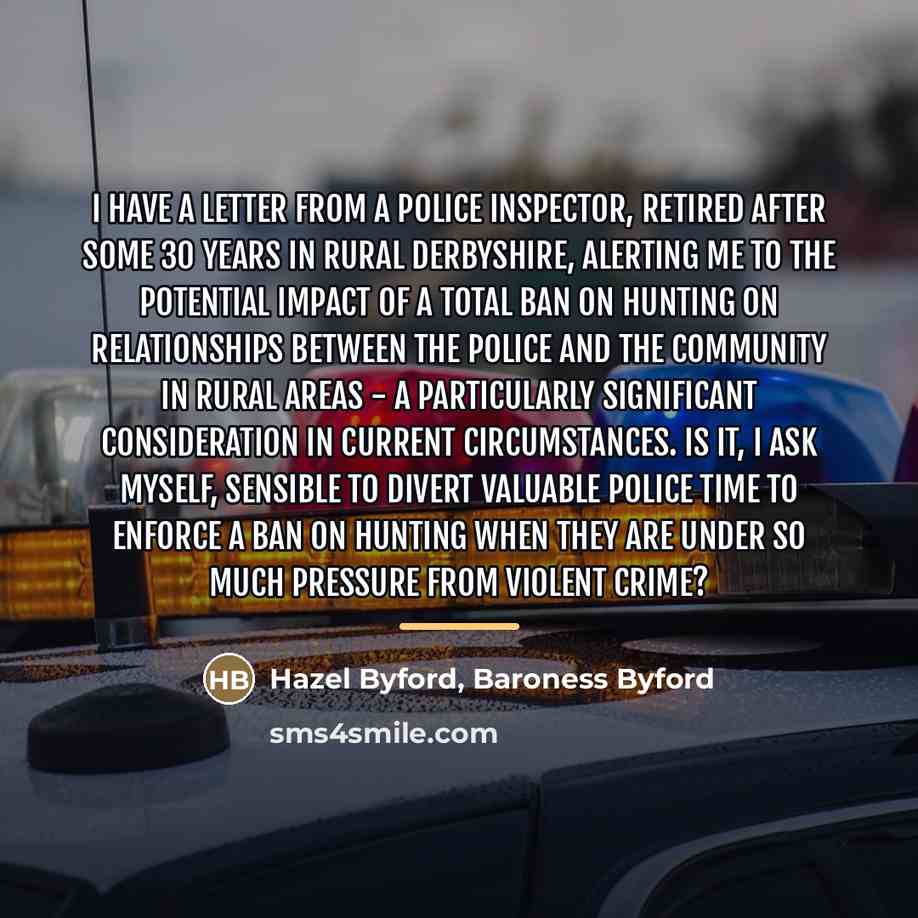 “I have a letter from a police inspector, retired after…” quote by Baroness Byford Hazel Byford