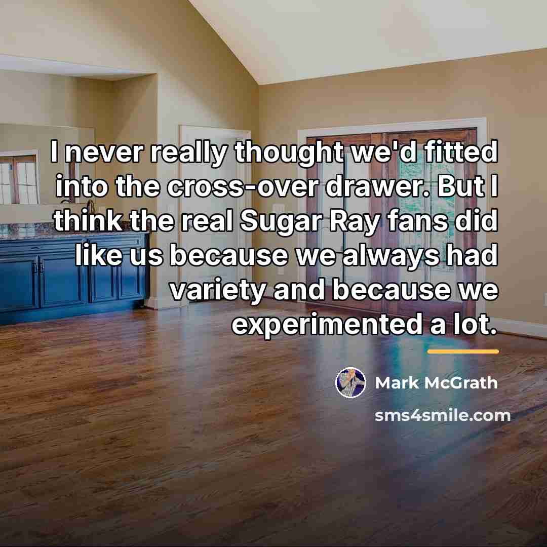 “I never really thought we'd fitted into the cross-over drawer.…” quote by Mark McGrath