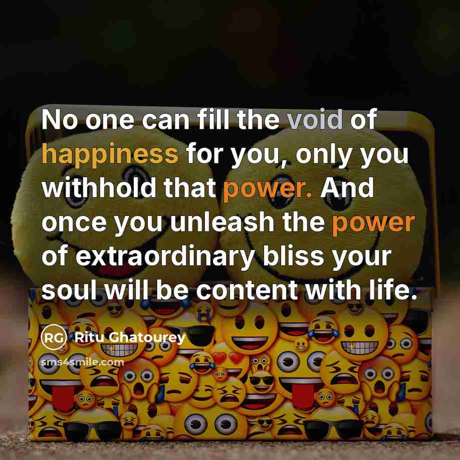 “No one can fill the void of happiness for you,…” quote by Ritu Ghatourey