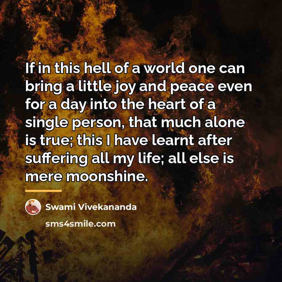 “If in this hell of a world one can bring…” quote by Swami Vivekananda