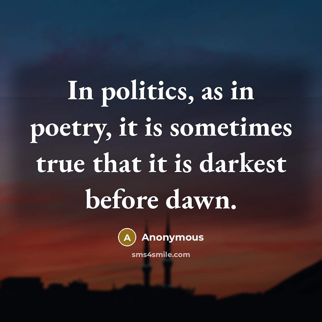 “In politics, as in poetry, it is sometimes true that…” quote by Anonymous