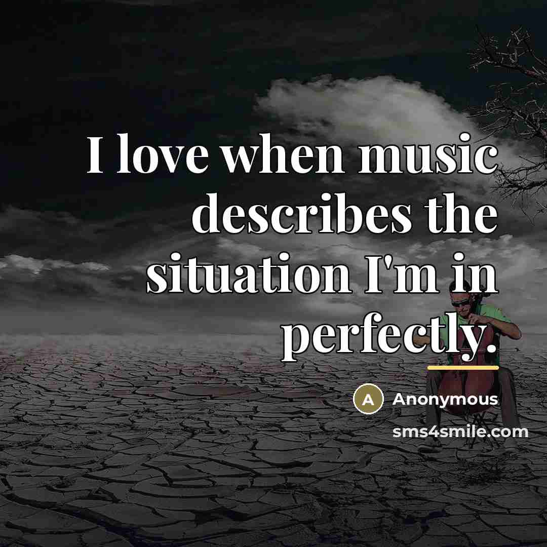 “I love when music describes the situation I'm in perfectly.…” quote by Anonymous