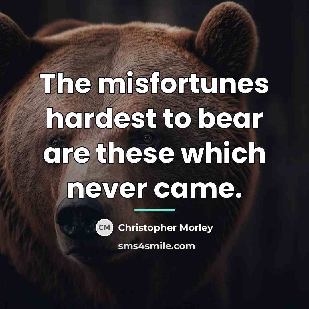 “The misfortunes hardest to bear are these which never came.…” quote by Christopher Morley