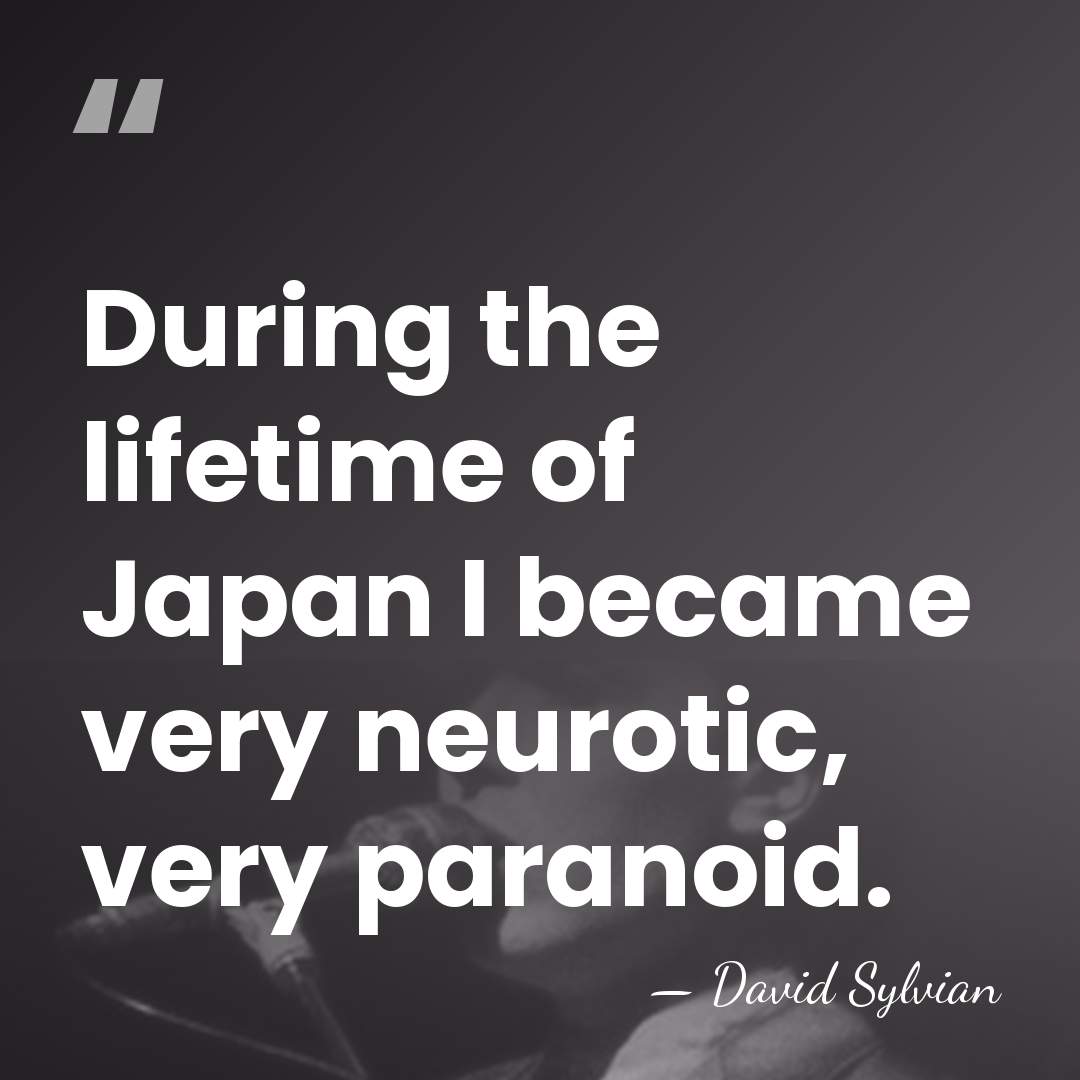 During the lifetime of Japan I became very neurotic, very paranoid. - David Sylvian
