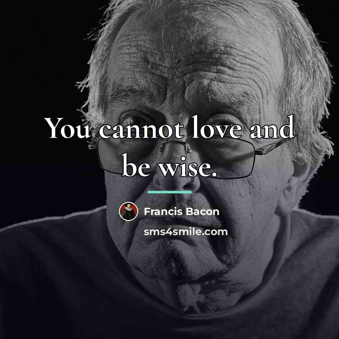 “You cannot love and be wise.…” quote by Francis Bacon