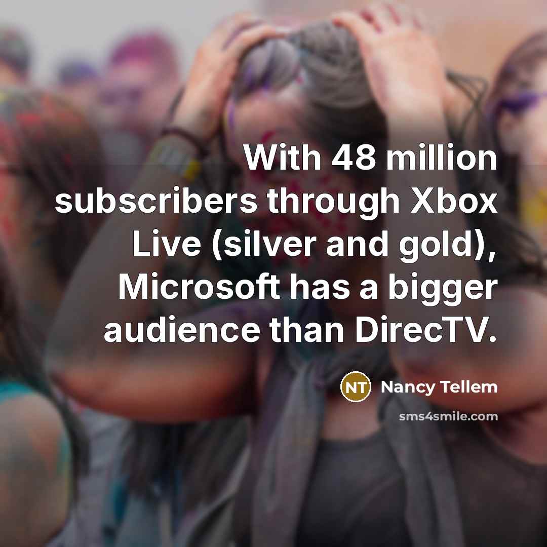 “With 48 million subscribers through Xbox Live (silver and gold),…” quote by Nancy Tellem