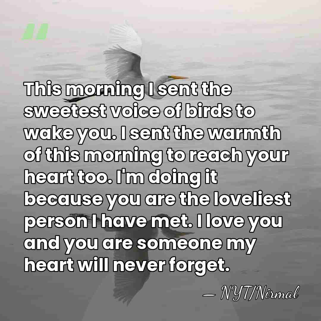 This morning I sent the sweetest voice of birds to wake you.&hellip; - NYT/Nirmal