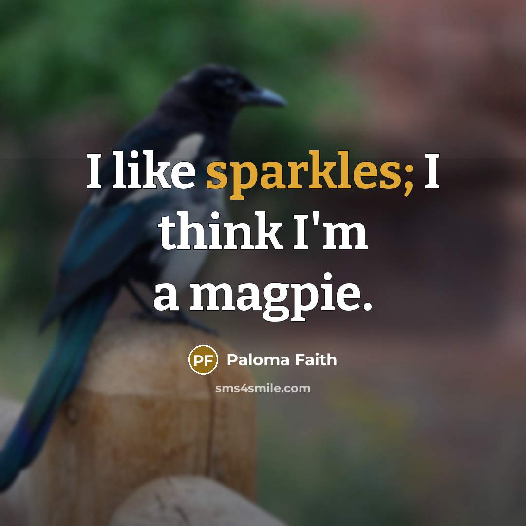 “I like sparkles; I think I'm a magpie.” quote by Paloma Faith