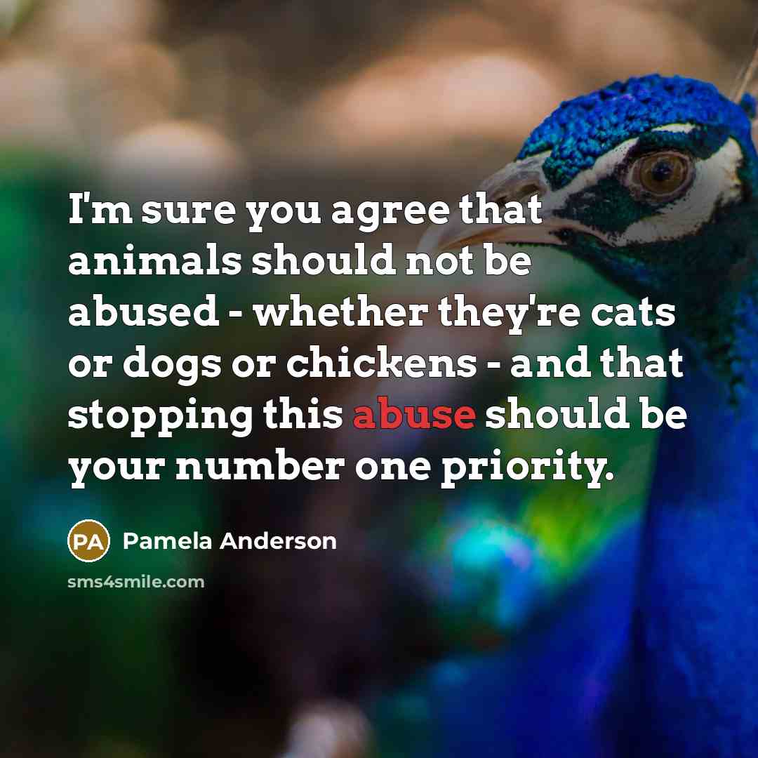 “I'm sure you agree that animals should not be abused…” quote by Pamela Anderson
