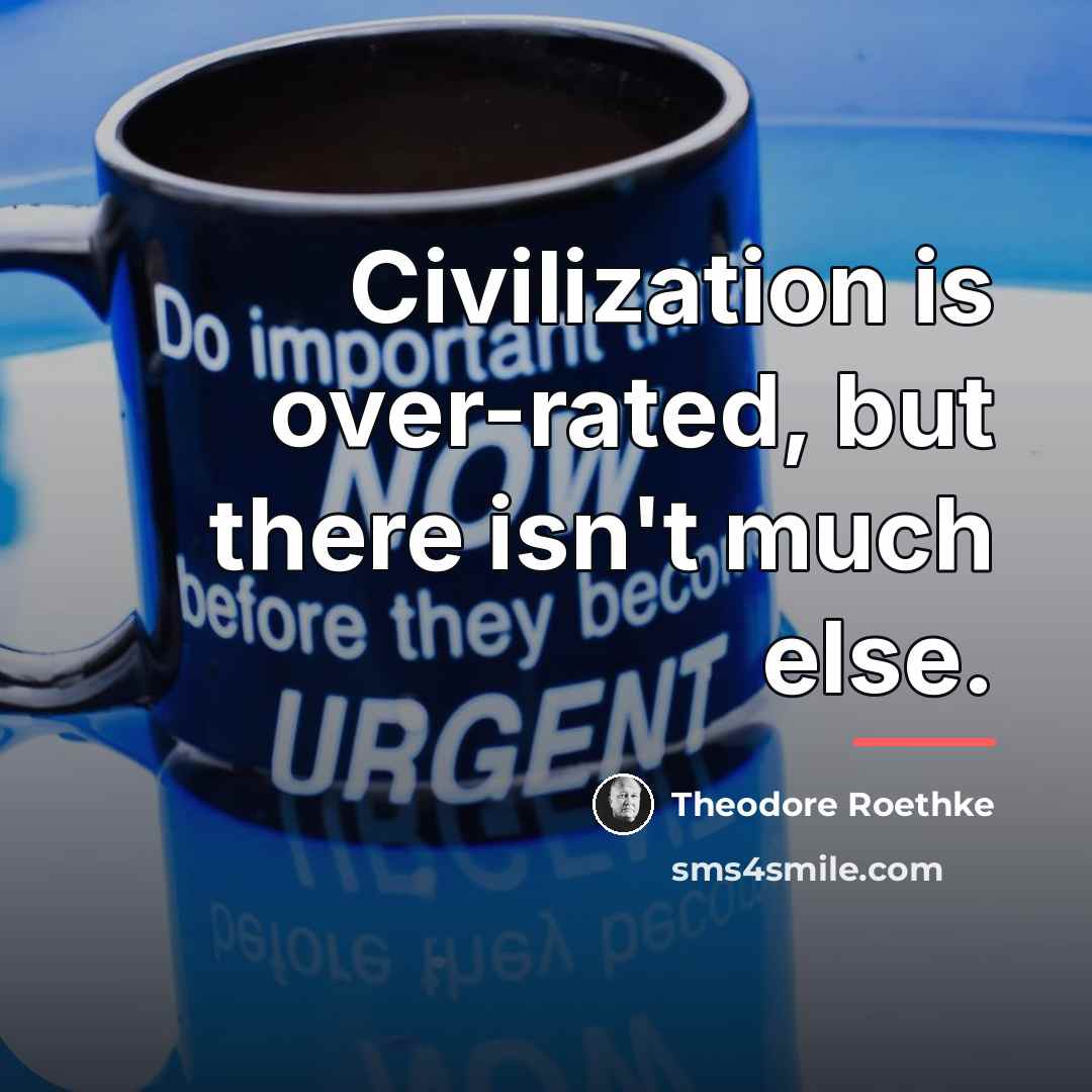 “Civilization is over-rated, but there isn't much else.…” quote by Theodore Roethke