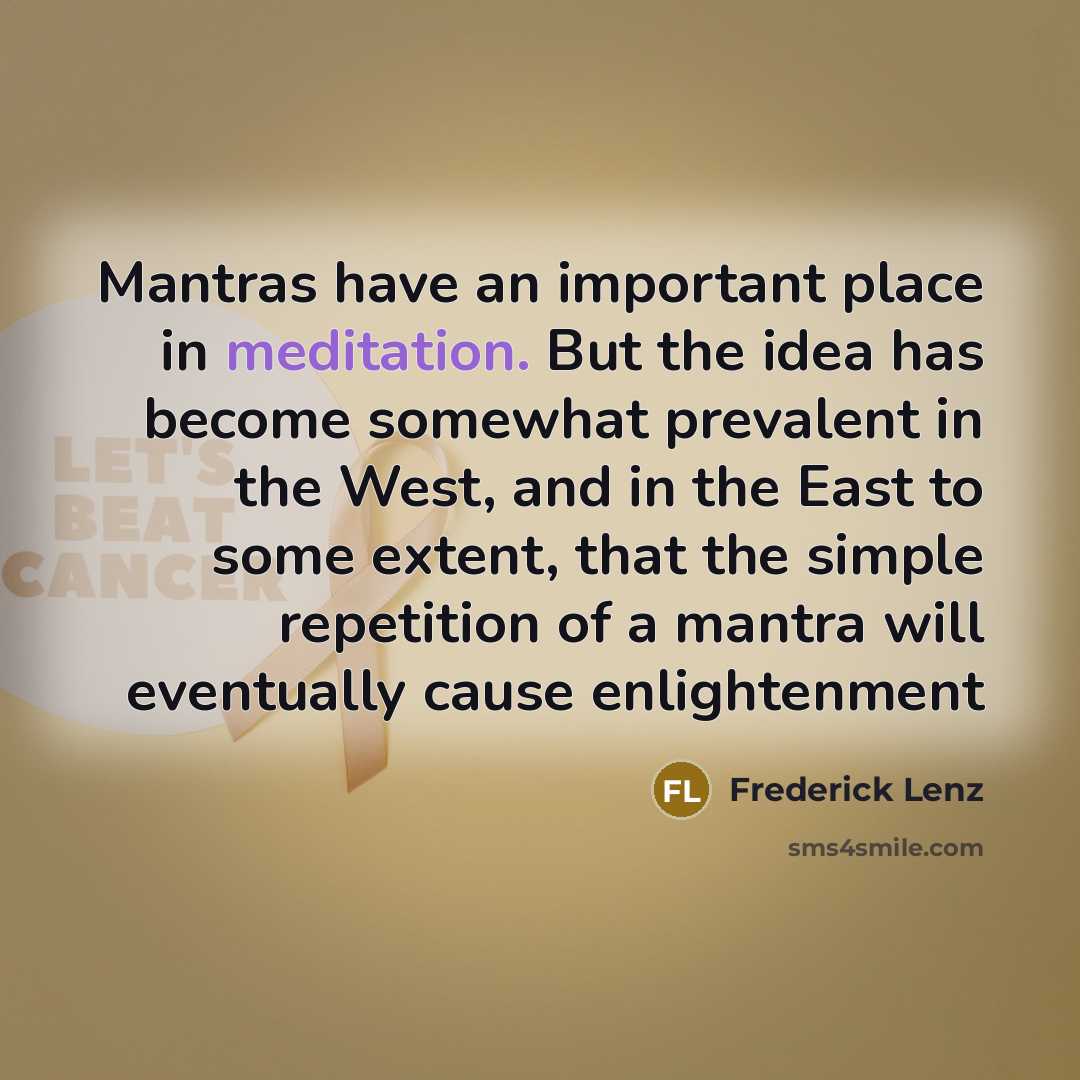 “Mantras have an important place in meditation. But the idea…” quote by Frederick Lenz