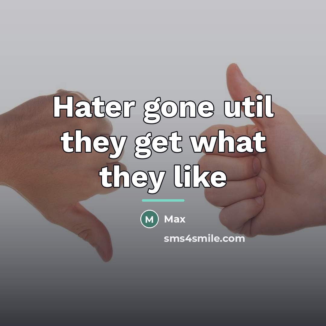 “Hater gone util they get what they like…” quote by Max