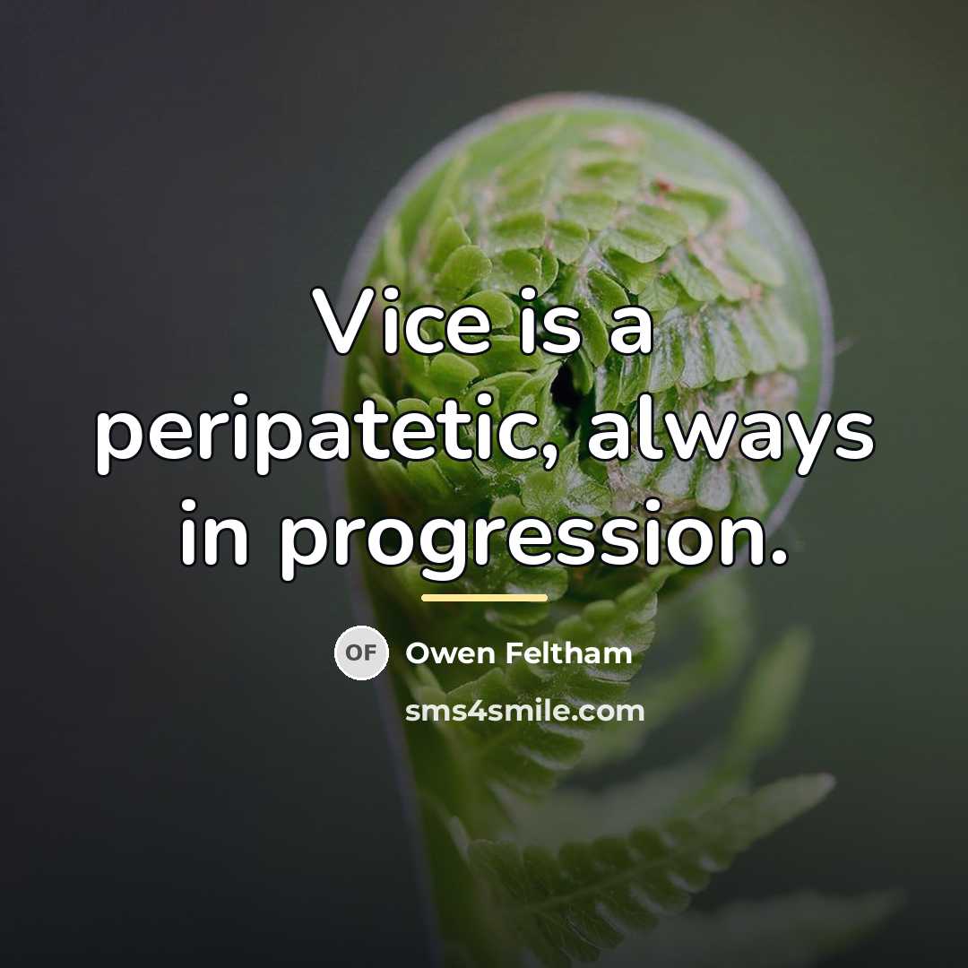 “Vice is a peripatetic, always in progression.…” quote by Owen Feltham