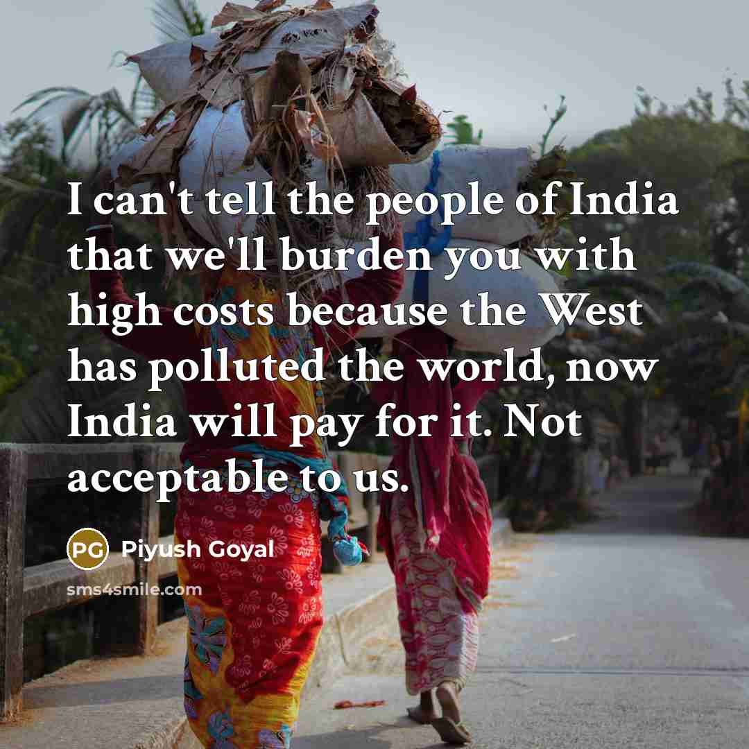 “I can't tell the people of India that we'll burden…” quote by Piyush Goyal