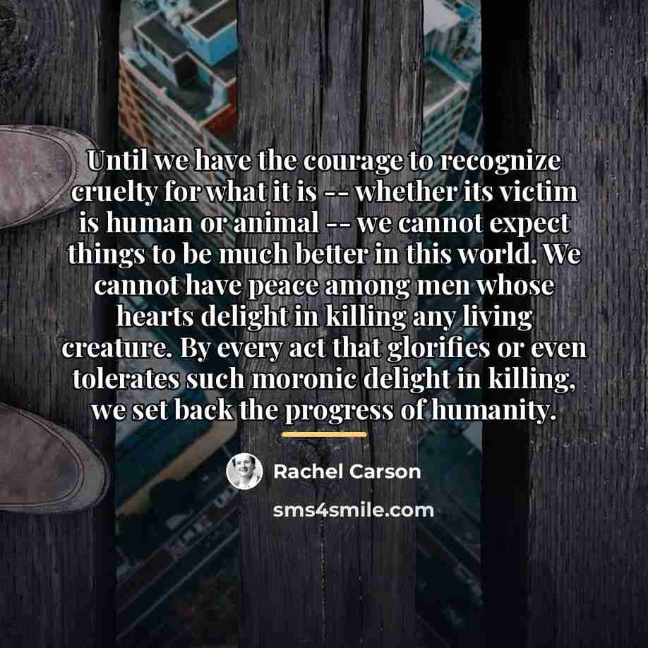 “Until we have the courage to recognize cruelty for what…” quote by Rachel Carson