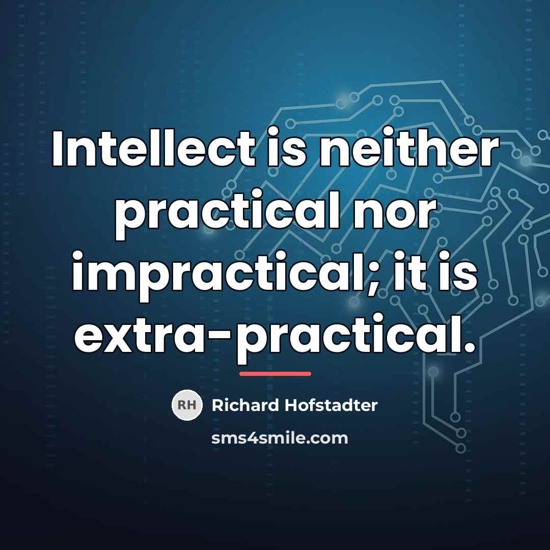 “Intellect is neither practical nor impractical; it is extra-practical.…” quote by Richard Hofstadter