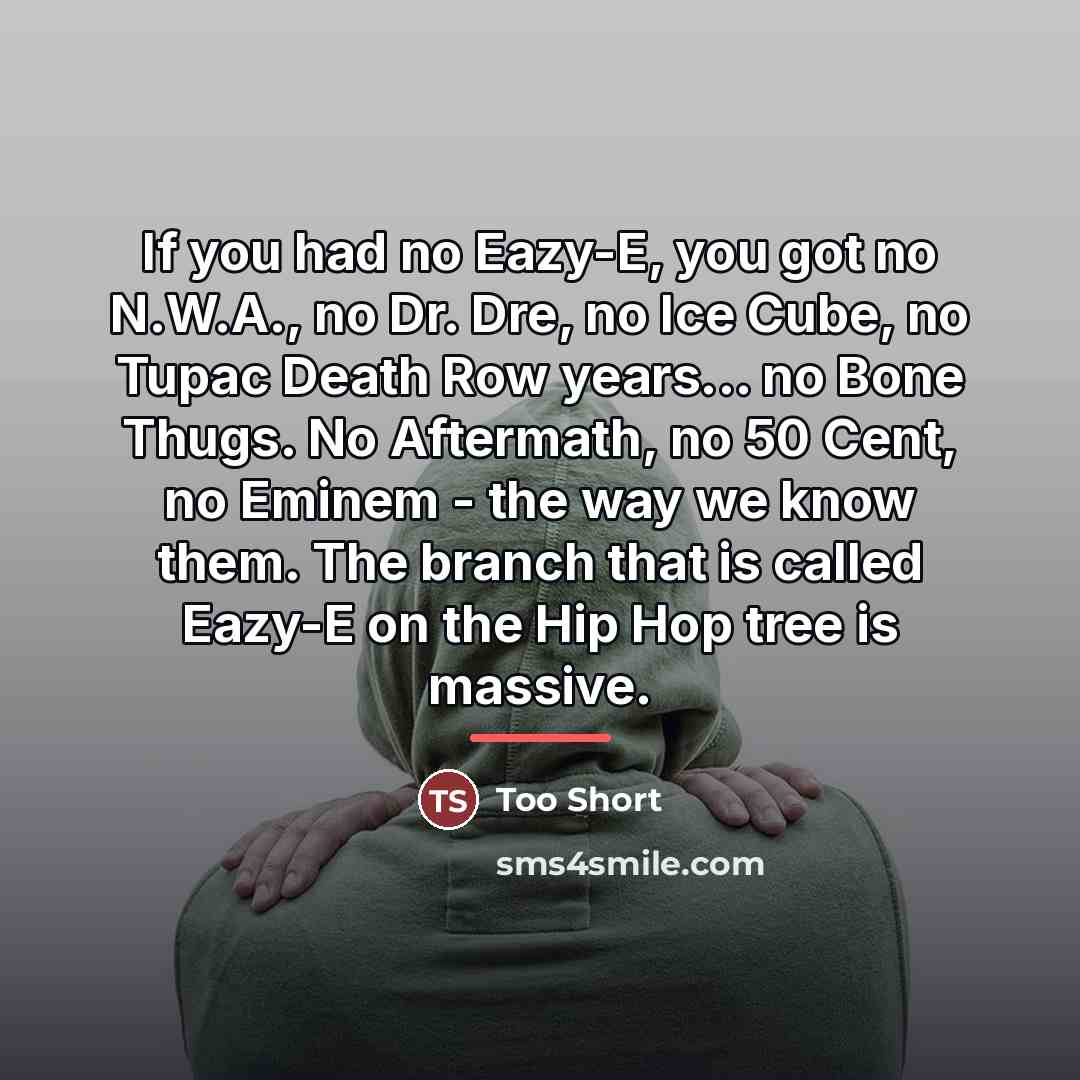 “If you had no Eazy-E, you got no N.W.A., no…” quote by Too Short