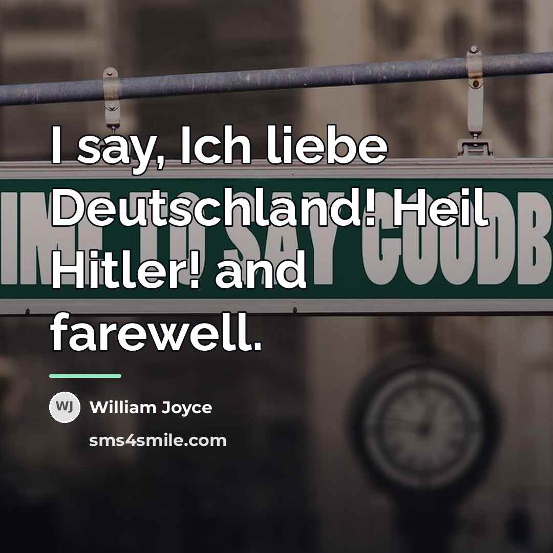 “I say, Ich liebe Deutschland! Heil Hitler! and farewell.…” quote by William Joyce