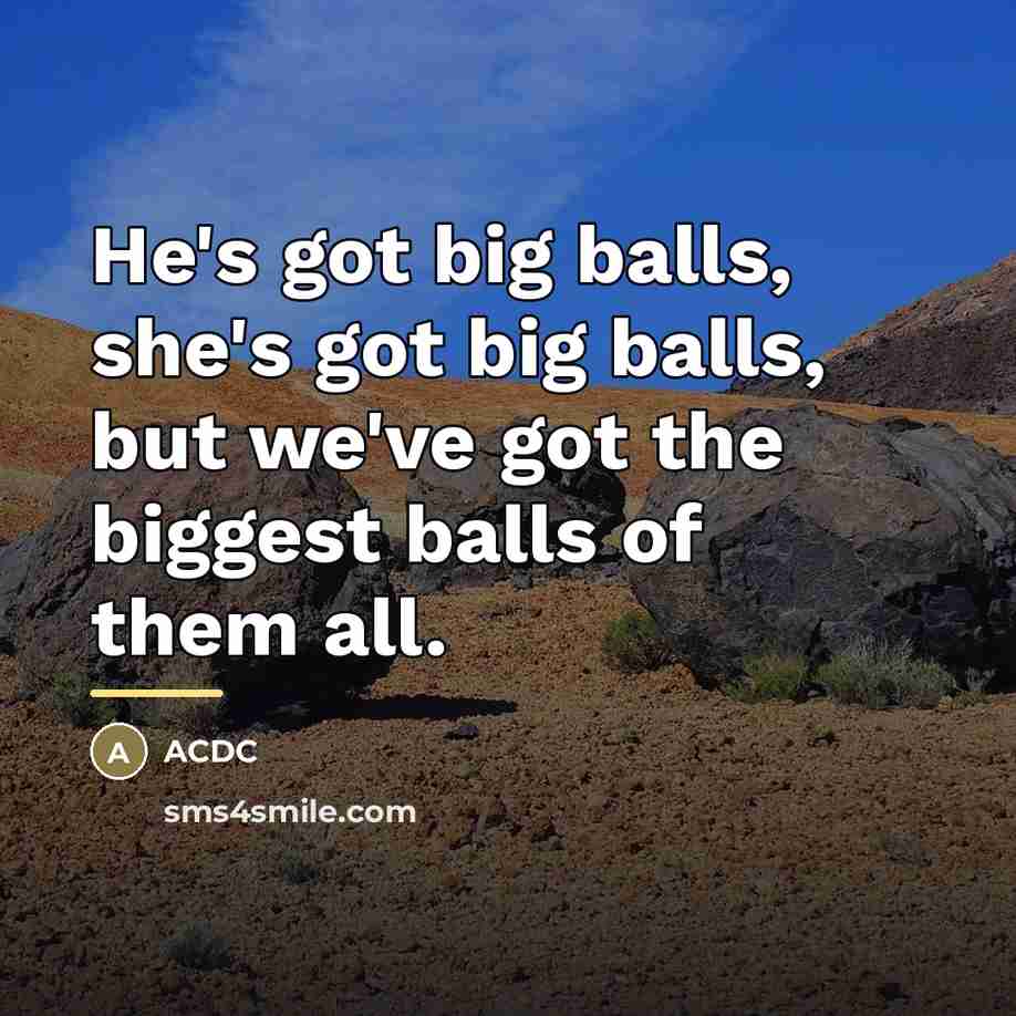 “He's got big balls, she's got big balls, but we've…” quote by ACDC