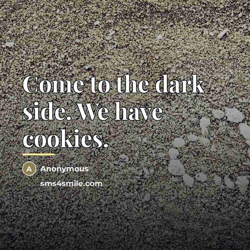 “Come to the dark side. We have cookies.…” quote by Anonymous