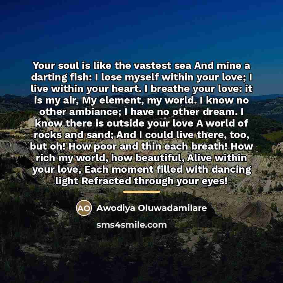 “Your soul is like the vastest sea And mine a…” quote by Awodiya Oluwadamilare