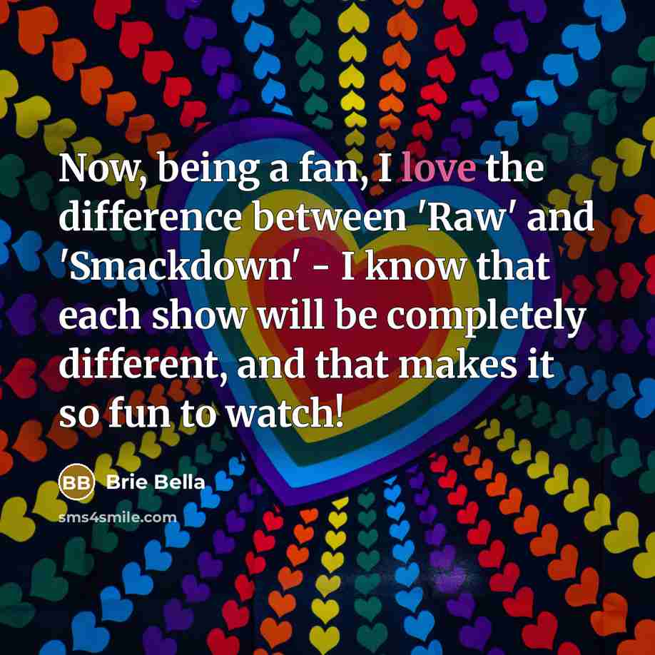 “Now, being a fan, I love the difference between 'Raw'…” quote by Brie Bella