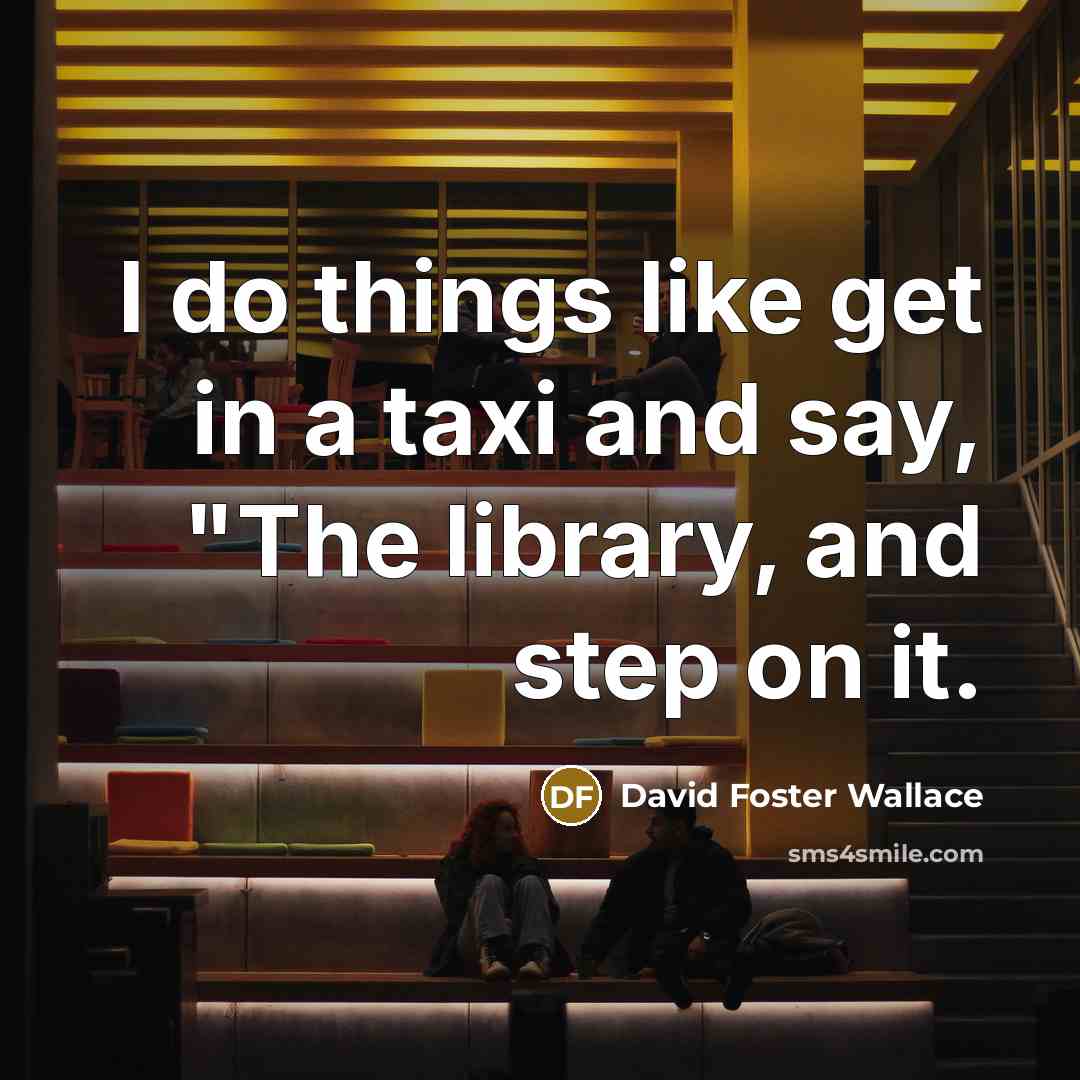 “I do things like get in a taxi and say,…” quote by David Foster Wallace