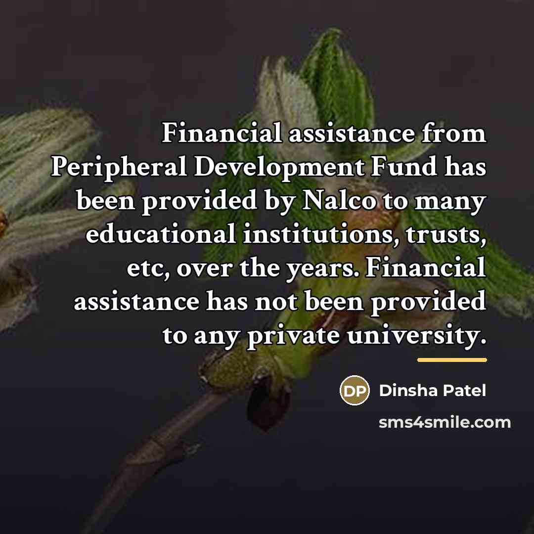 “Financial assistance from Peripheral Development Fund has been provided by…” quote by Dinsha Patel