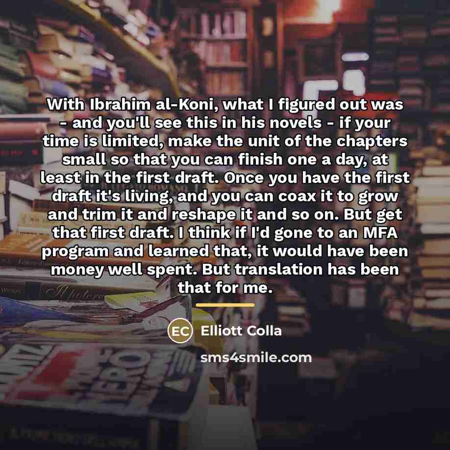 “With Ibrahim al-Koni, what I figured out was - and…” quote by Elliott Colla