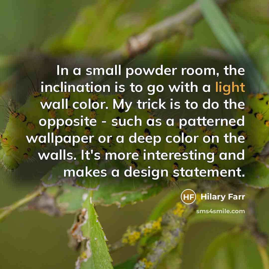 “In a small powder room, the inclination is to go…” quote by Hilary Farr