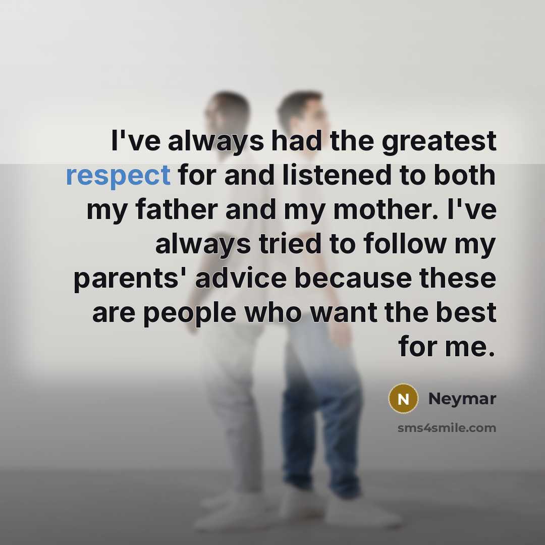 “I've always had the greatest respect for and listened to…” quote by Neymar