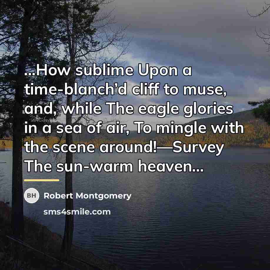“...How sublime Upon a time-blanch’d cliff to muse, and, while…” quote by Robert Montgomery
